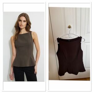 Dynamite Sleeveless Peplum Top - Dark Brown